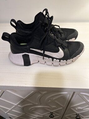 Nike Kids Black and White Mesh Sneaker with Swoosh